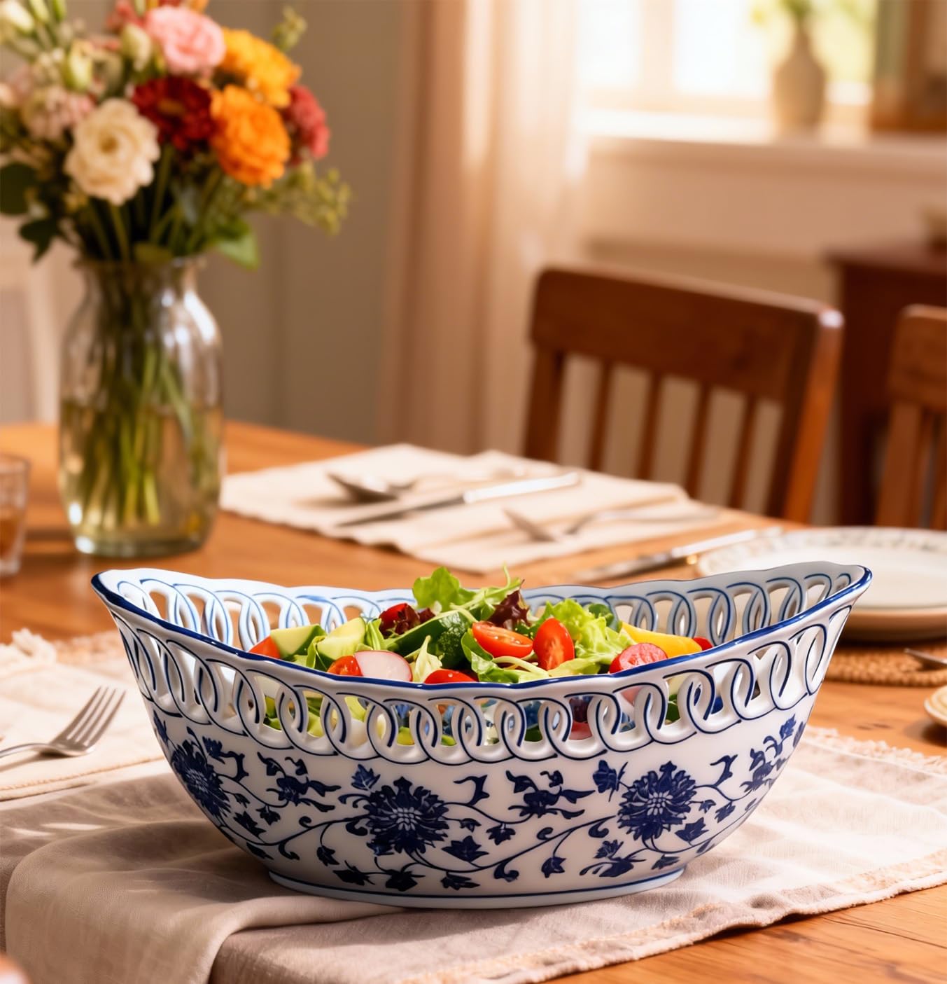 青と白のフルーツモチーフ ボウル Amazon.com: Aimusego Blue and White Porcelain Fruit Bowl, Hand